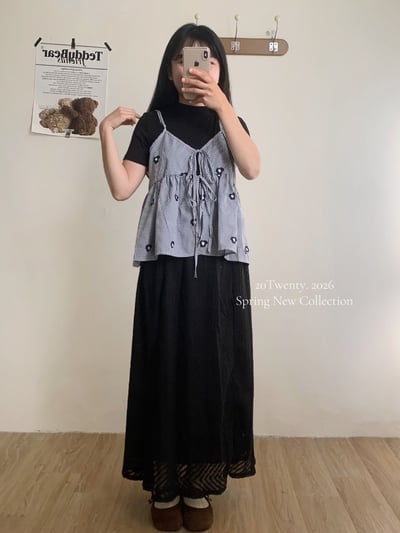 小花刺繡綁帶背心（2colors)9