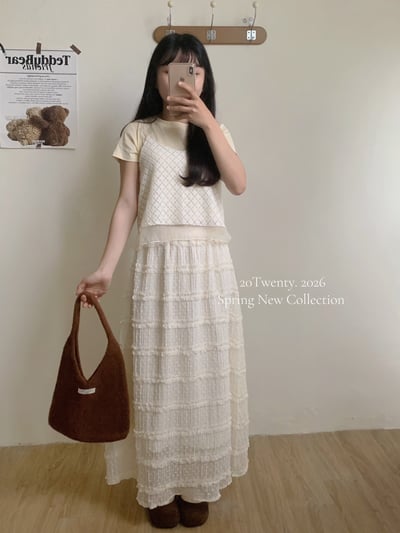 氣質點點雪紡半身裙（2colors)2