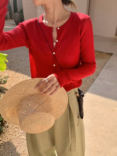 親膚排釦針織上衣（7colors)9