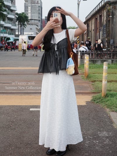 雲朵感格紋背心套裝（2colors)3