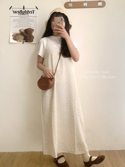 夏日必備韓系小碎花長洋（2colors)4