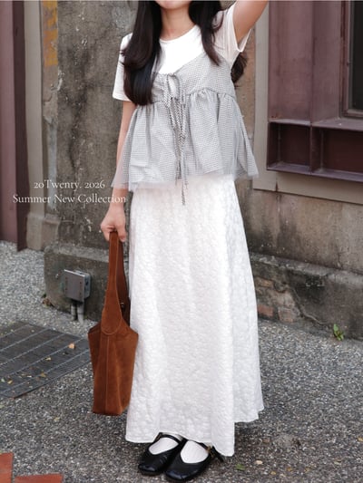 雲朵感格紋背心套裝（2colors)6