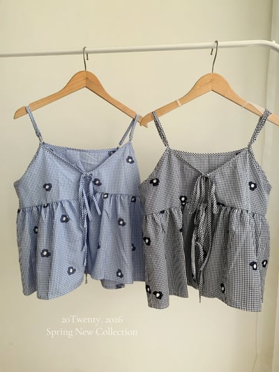 小花刺繡綁帶背心（2colors)1