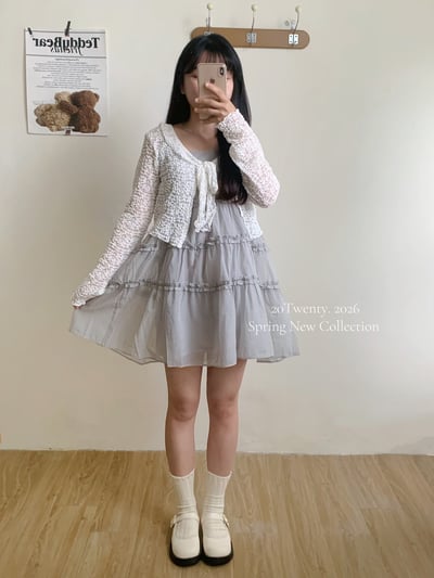 滾邊花紋吊帶短洋（4colors)3