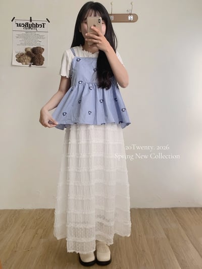 小花刺繡綁帶背心（2colors)5