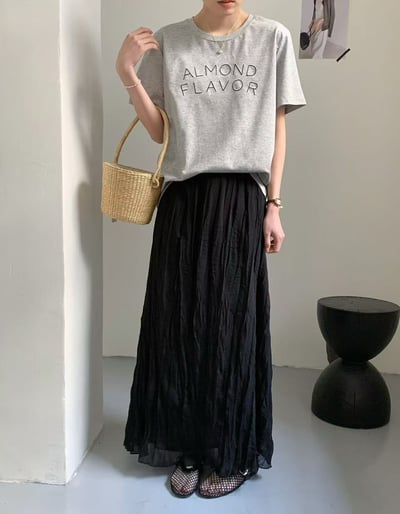 Look1抓皺背心+雪紡半身裙9