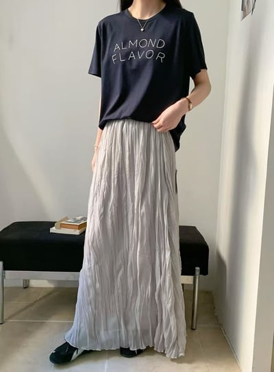 Look1抓皺背心+雪紡半身裙8