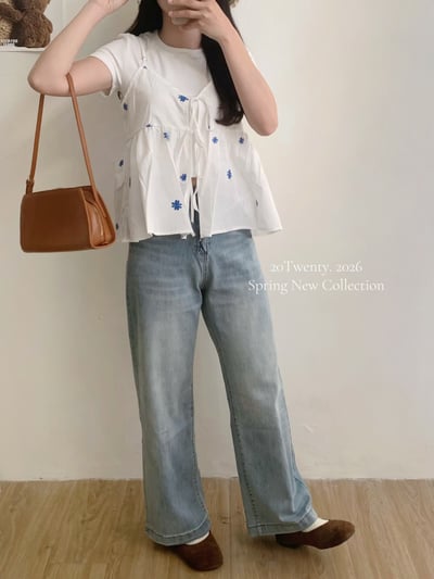 Look 2 刺繡綁帶背心+小花花半身裙8