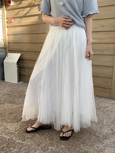 Look7刺繡綁帶背心+紗網半身裙6