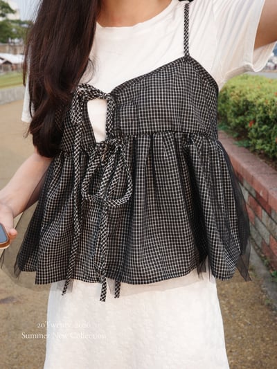 雲朵感格紋背心套裝（2colors)5