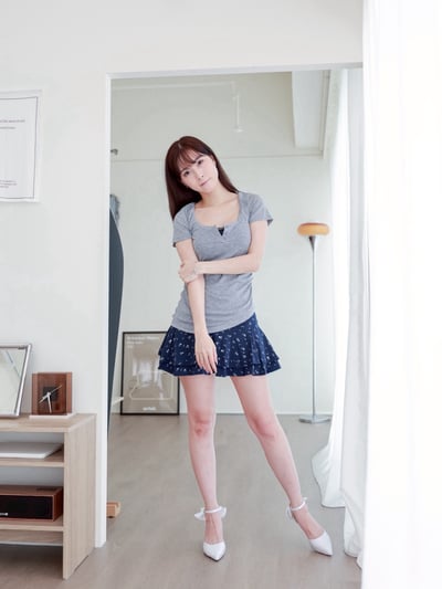 兩件式碎花短洋1