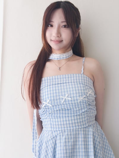 蝴蝶結格紋短洋裝2