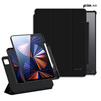 720度翻轉 磁吸分離 iPad Air (第5代) Air5/Air4 10.9吋 全包覆立架皮套(靜夜黑)1