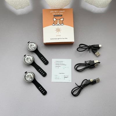 夜間LED安全燈三顆裝（防水防塵、8色亮光、Type-C充電、多用途）1