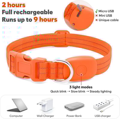 LED發光項圈（夜間警示、三段亮光、防潑水、USB充電）3