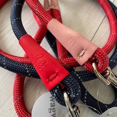 Wagwear Color-Block Rope Leash 撞色反光圓牽繩（真皮護套）3