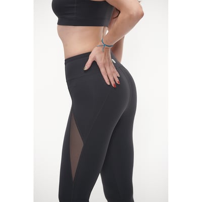 美麗飛側邊網紗九分設計款翹臀褲(大腿側邊網紗款)-閃鑽黑4