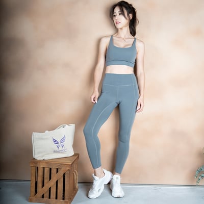 美麗飛高腰九分提臀褲 (有側袋款)-迷霧灰4