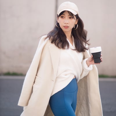 美麗飛高腰八分提臀褲 (有側袋款)- 寶石藍5