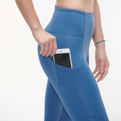 美麗飛高腰八分提臀褲 (有側袋款)- 寶石藍2