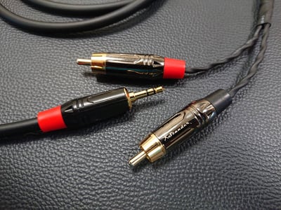 ★3.5mm Y型音訊導線★[CANARE/L-4E6S]+[SREXACT鍍金/3.5mm TRS公+STANDER鍍金/RCA公*23mm TS公*2]2
