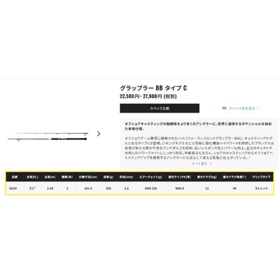SHIMANO 船拋竿 GRAPPLER BB TYPE C S82H 代理商公司貨 附免責3