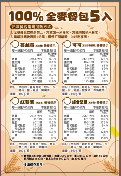 【野菜村】100％全麥餐包25粒(四種口味各1包)3