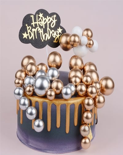 IG網紅款【蛋糕裝飾插牌/插旗】金球、銀球 / 2cm、4cm (一包5入)8