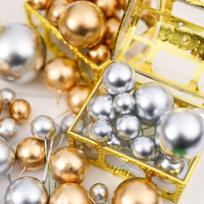 IG網紅款【蛋糕裝飾插牌/插旗】金球、銀球 / 2cm、4cm (一包5入)10