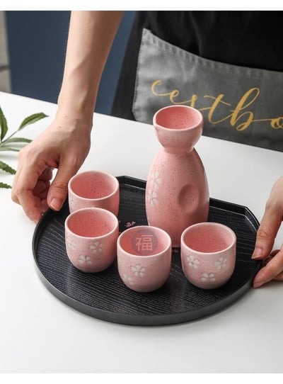 日本製【日式和菓子 櫻花托盤仿漆器(長方盤)】7