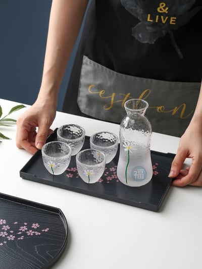 日本製【日式和菓子 櫻花托盤仿漆器(長方盤)】9