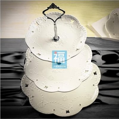 【浮雕蕾絲午茶盤中柱桿子】多色可選2