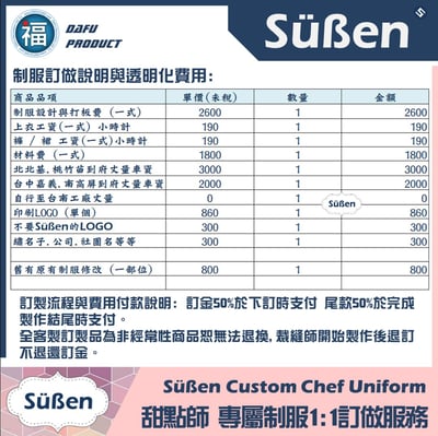 續勝 甜點師制服訂做服務 系列B 男生款2