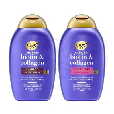 OGX Thick & Full + Biotin & Collagen Shampoo / Conditioner 385ml 濃密飽滿生物素膠原蛋白（洗髮乳/潤髮乳）1