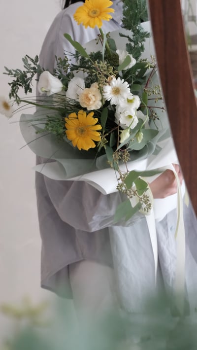 鮮花花藝課程-草系手綁花束1