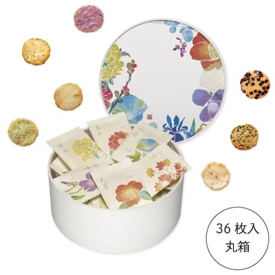 銀座曙光仙貝～二十四節花圓盒1
