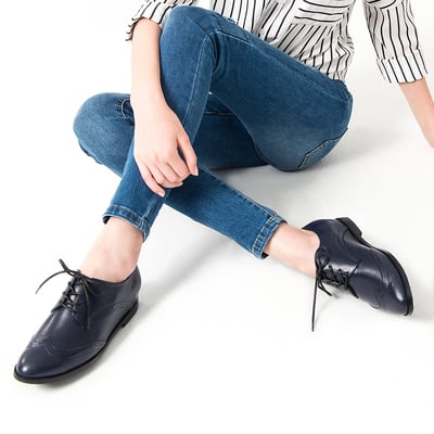 karine(MIT台灣製)全真皮綁帶內增高牛津鞋-藍樹蛙4