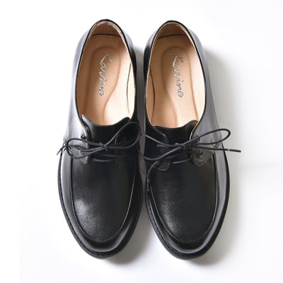 karine(MIT台灣製)全真皮綁帶寬楦厚底樂福鞋-黑色6