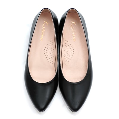 karine(MIT台灣製)全真皮尖頭內增高楔型鞋-黑色3