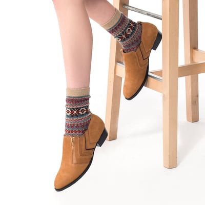 karine(MIT台灣製)全真皮牛巴戈車線拉鍊短靴-柚木色5