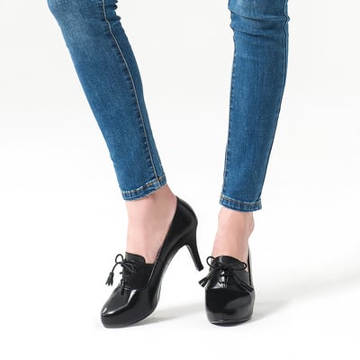 karine(MIT台灣製)全真皮綁帶流蘇低音高跟鞋-駝色6