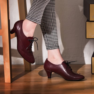 karine(MIT台灣製)全真皮復舊牛津低跟踝靴-馬丁紅2