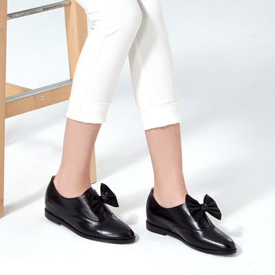 karine(MIT台灣製)全真皮2way無綁帶內增高牛津鞋-黑色6