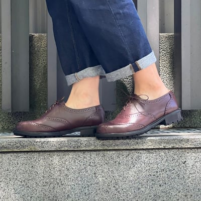 karine(MIT台灣製)全真皮寬楦綁帶雕花牛津鞋-咖啡色7