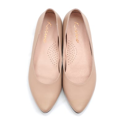 karine(MIT台灣製)全真皮尖頭內增高楔型鞋-駝色9