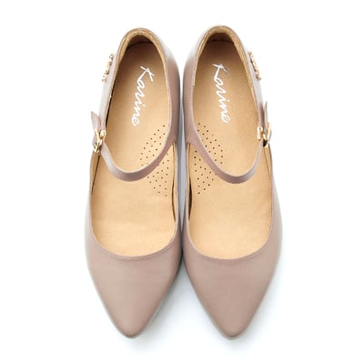 karine(MIT台灣製)全真皮尖頭繫帶內增高楔型鞋-駝色3