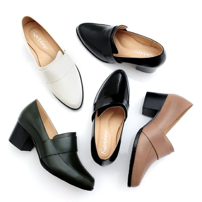 karine(MIT台灣製)全真皮素面粗跟樂福鞋-原皮黑6