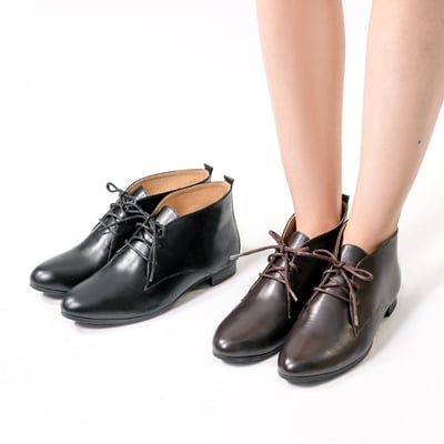 karine(MIT台灣製)全真皮經典綁帶德比短靴-深咖啡色9