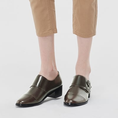 karine(MIT台灣製)全真皮雙釦帶低跟孟克鞋-咖啡色3