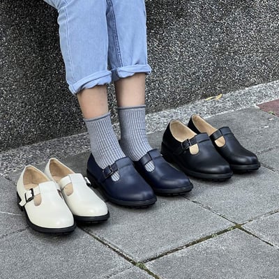 karine(MIT台灣製)全真皮釦帶T字瑪莉珍鞋-黑色8